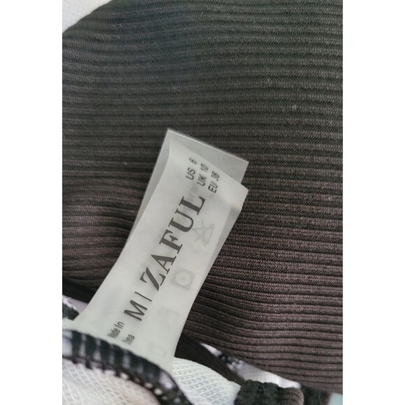 Drawstring Front Criss Cross Back Black Bikini Set Sz M - Picture 7 of 8